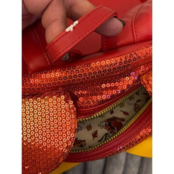 Loungefly x Disney Fall leaves red SequinMinnie Mouse Ombre Mini Backpack - Picture 9 of 13